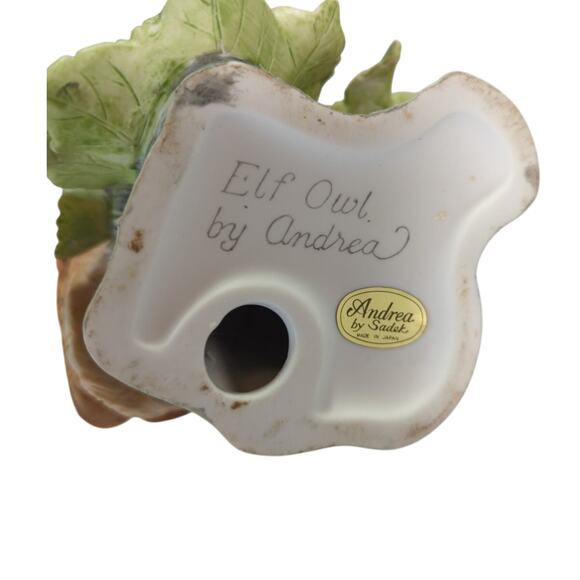 Vintage Porcelain Andrea by Sadek Elf Owl on Branch - Picture 7 of 8